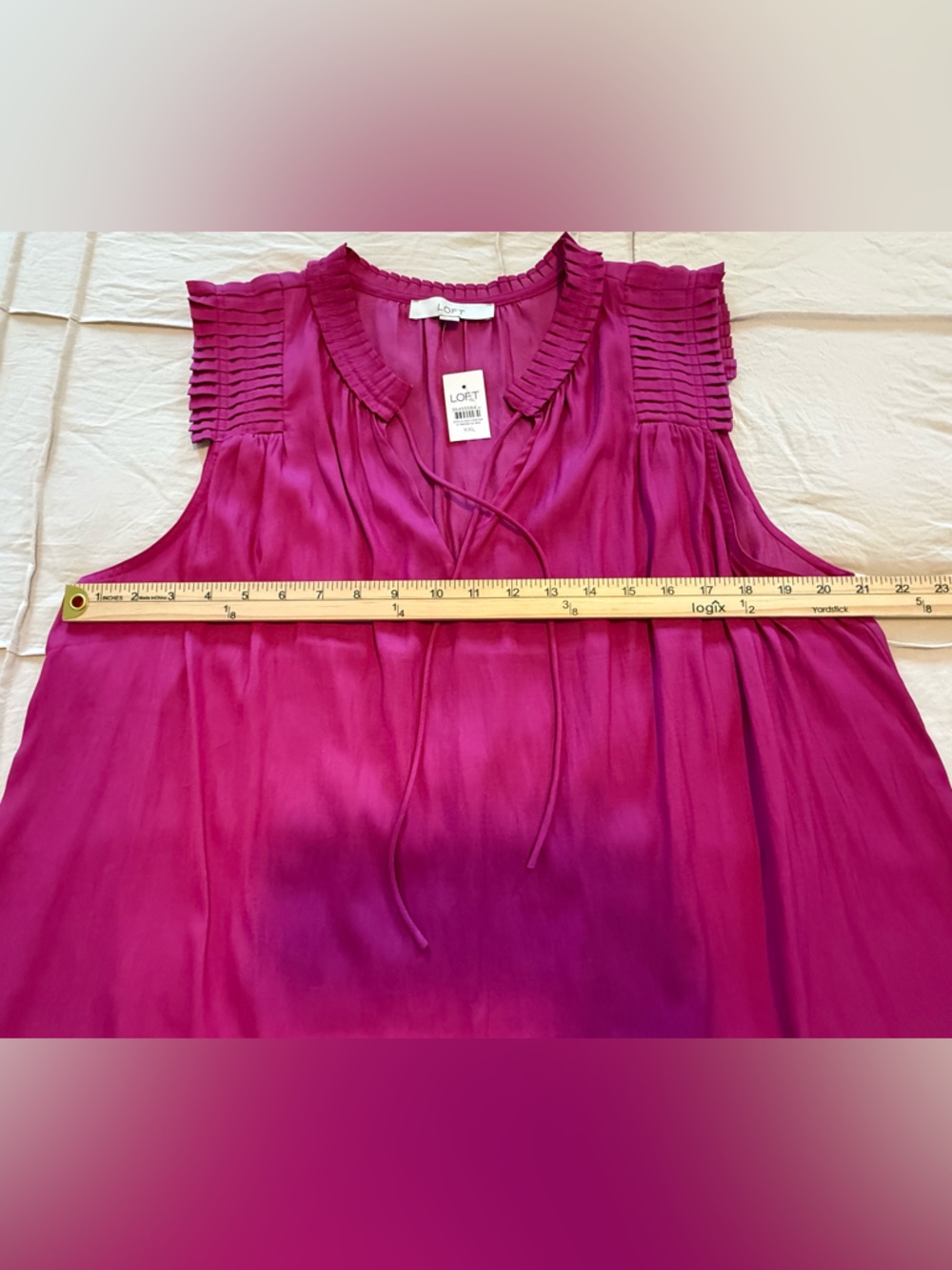 LOFT Women's Sleeveless Pintuck Shoulder Shell Top in Fuchsia Size XXL NWT - Picture 5 of 5